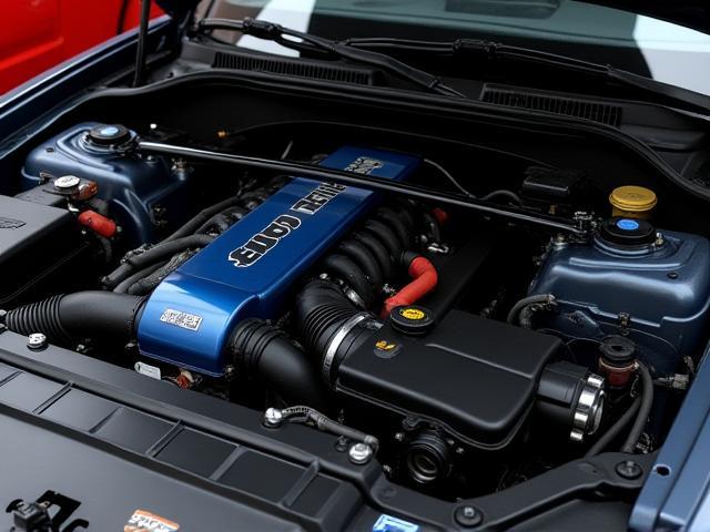 Clean and dressed car engine bay after detailing